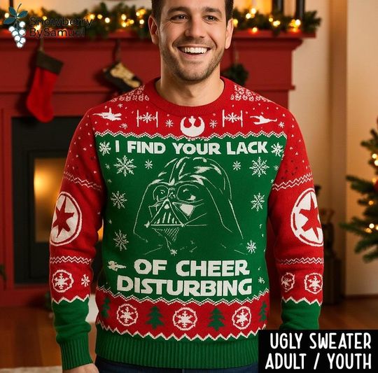 Discover Funny Sci-Fi Christmas Sweater, Galactic Holiday Ugly Sweater, Movie-Inspired Xmas Sweatshirt, Funny Christmas Gift for Men Women
