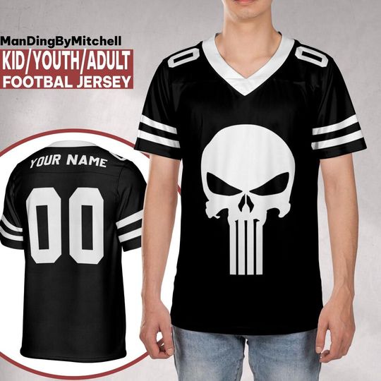 Personalize Marvel The Punisher Anti-Heroe Football Jersey, Gift For Marvel Fan