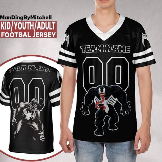 Discover Personalize Disney Team Spider Venom Football Jersey, Kid Adult Matching Football Jersey, Gift for Fans