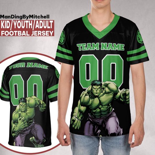 Discover Personalize Disney Team Hulk Angry Football Jersey, Kid Adult Matching Football Jersey, Gift for Fans