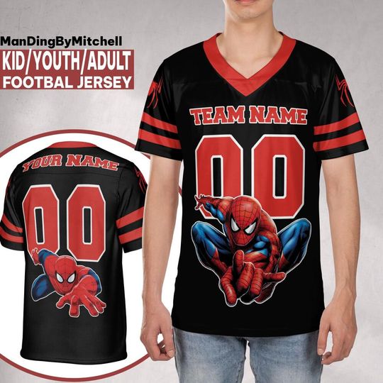 Discover Personalize Disney Team Spider Man Football Jersey, Kid Adult Matching Football Jersey, Gift for Fans