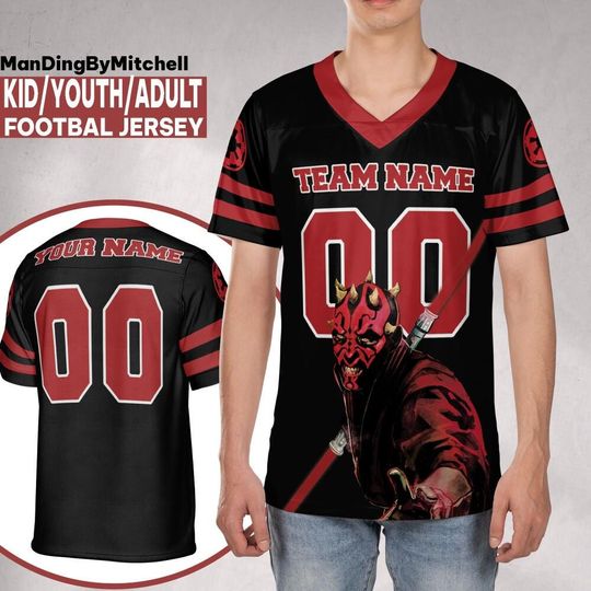 Discover Personalize Disney Team Star War Darth Maul Football Jersey, Kid Adult Matching Football Jersey, Gift for Fans