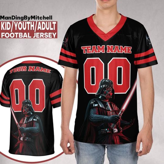 Discover Personalize Disney Team Star War Darth Vader Football Jersey, Kid Adult Matching Football Jersey, Gift for Fans