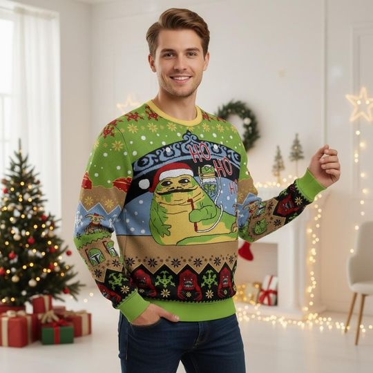 Discover Star Wars Christmas Ugly Sweater, Jabba The Hutt Holiday Sweater, Movie Christmas Sweater For Men And Women, Xmas Gift