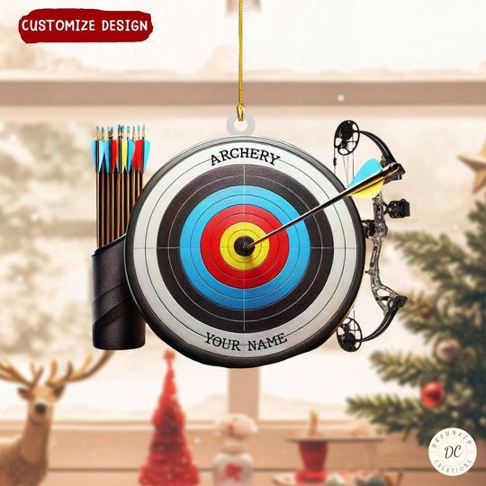 Discover Personalized Archery Target Shaped Ornament, Archery Lover Gift, Archery Target Christmas Ornament, Custom Archery Target Acrylic Ornament