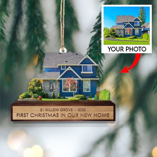 Discover NEW! First Christmas In Our New Home Ornament, Custom House Address Ornament, New Home Keepsake, Couples Home Ornament 2023, Family Ornament