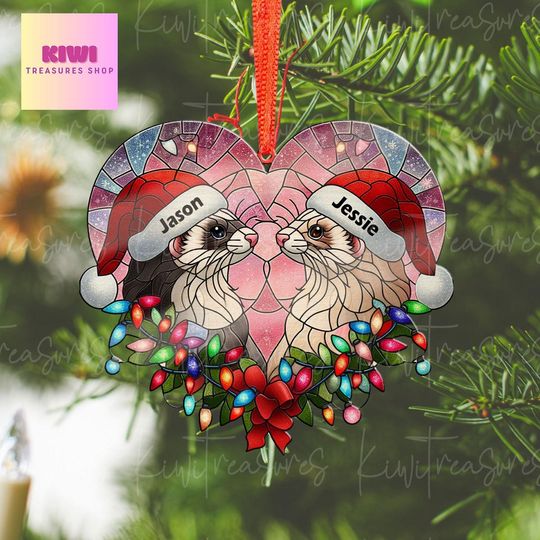 Discover Personalized Ferret Couple Christmas Ornament, Acrylic or Wood