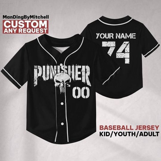 Discover Personalize Marvel The Punisher 74 Disney Baseball Jersey, Gift For Marvel Fan