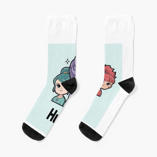 Discover Minimalist Huntrix Portrait - Pastel Soft K-pop Wall Art Socks