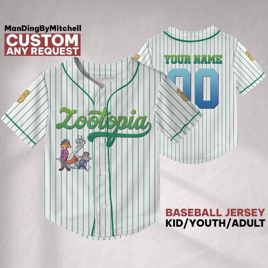 Discover Personalize Disney Zootopia Funny Baseball Family Team Jersey, Disneyland Cute Birthday Gift