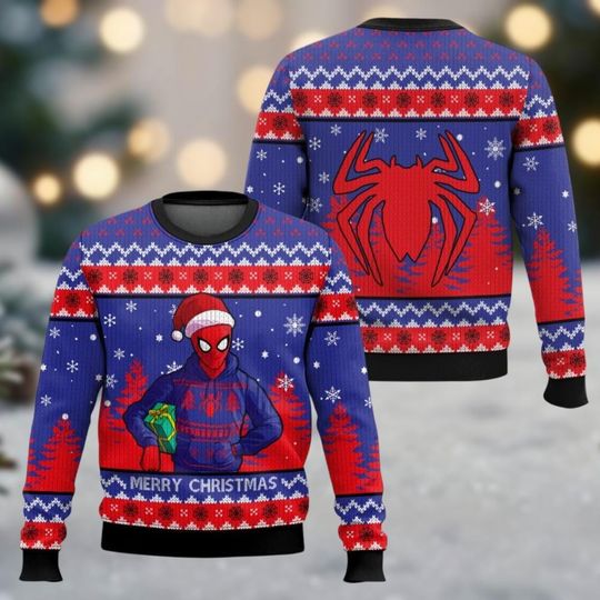 Discover Spider-Man Merry Xmas Ugly Sweater, Spiderman Christmas Sweater, Superhero Holiday Sweater, Spider Sweater, Santa Shirt, Xmas Party