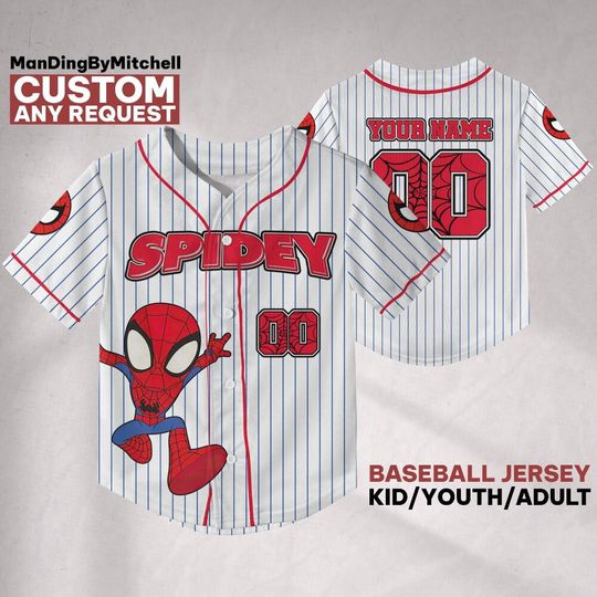 Discover Custom Spidey And His Amazing Friends Striped Baseball Jersey, Disneyland Cute Birthday Gift