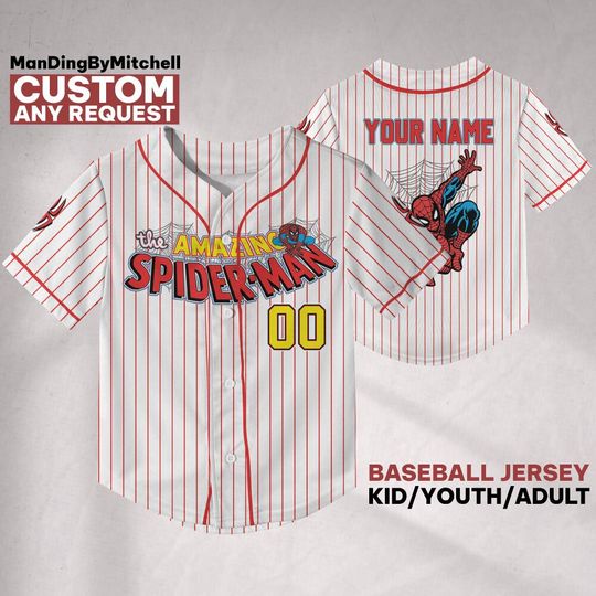 Discover Personalize The Amazing Spider-Man Vintage Baseball Jersey, Custom Disney Birthday Shirt, Gift for Spider-man Fans
