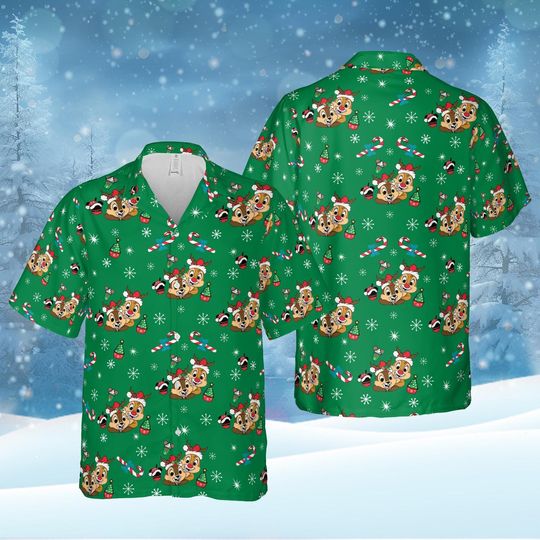 Discover Chip and Dale Christmas Hawaiian Shirt, Chip and Dale Christmas Hawaiian Shirt, Winter Christmas Disney Hawaiian