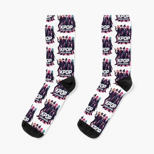 KPOP Demon Hunters – Neon Fantasy Logo Sticker Socks
