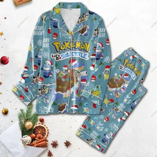 Discover Squad Of Squirtle Christmas Pajamas Set, Squirtle Women Pajamas Set, Squirtle Pa