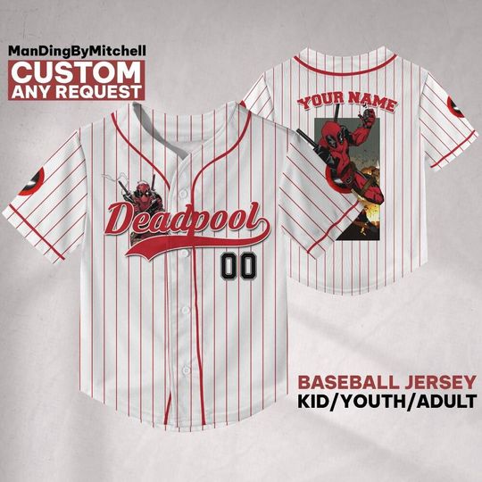 Personalize Deadpool Grenade Baseball Jersey, Hero Sport Shirt, Marvel Matching Baseball Team Outfit