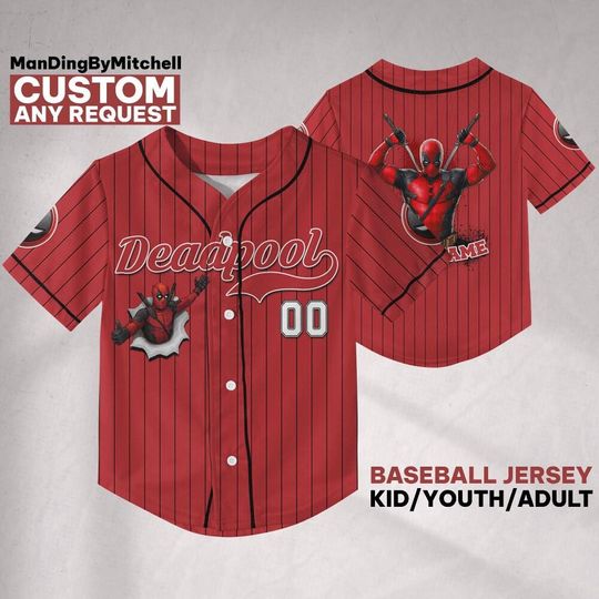 Discover Personalize Deadpool Action Amazing Baseball Jersey, Hero Sport Shirt, Marvel Matching Baseball Team Outfit