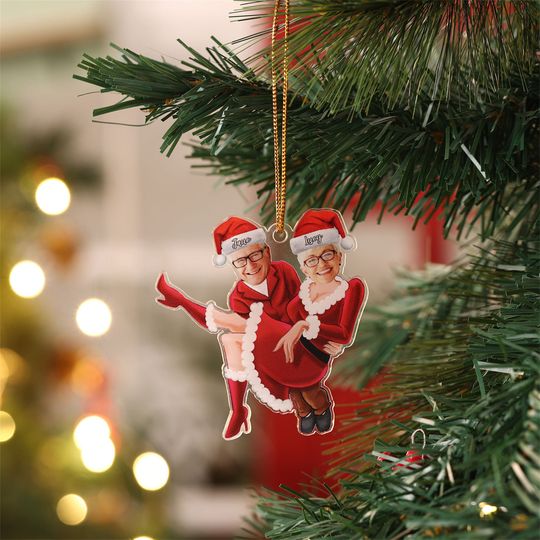Discover Personalized Couple Portrait Christmas Ornament, Custom Photo Funny Face Picture Acrylic Ornament,Christmas Gift for Him,Put Your Face On It
