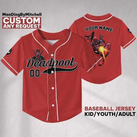 Personalize Deadpool Shoot Baseball Jersey, Hero Sport Shirt, Marvel Matching Baseball Team Outfit