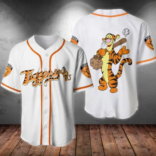 Discover Tigger Winnie Pooh Baseball Jersey Shirt, Disney Tigger Jersey, Cartoon Character Baseball Tee