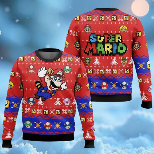 Super Mario Kid Christmas Sweater, Mario Game Ugly Sweater, Video Game Christmas Sweater, Super Mario Bros Xmas Sweater, Christmas Gifts