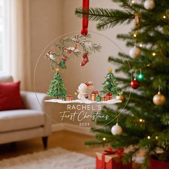 Discover Custom Acrylic Ornament, Christmas Ornament for Kids, Round Acrylic Christmas Bauble, Christmas Gifts, Xmas Decor, Kids First Christmas Gift
