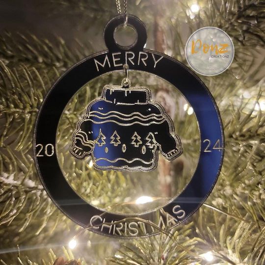 Discover Ugly Sweater Dangling Ornament | Personalized Acrylic Holiday Decoration | Merry Christmas 2024 | Sweater Weather | Cozy Winter Vibes |Cabin