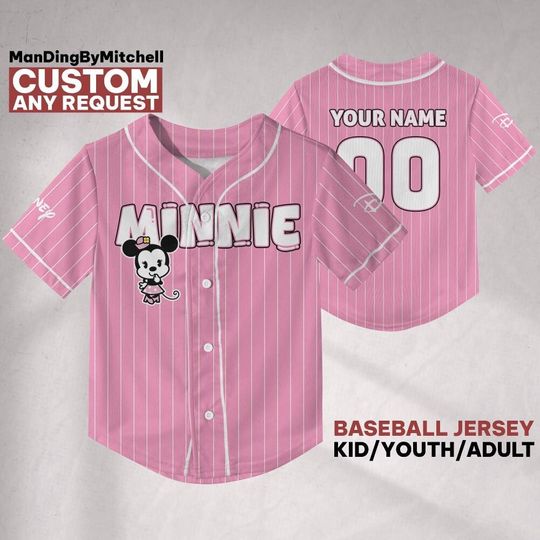 Discover Custom Disney Minnie Cuties Baseball Jersey, Custom Kid Youth Adult Baseball Family Team Jersey, Disneyland Cute Birthday Gift