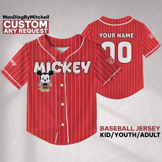 Discover Custom Disney Mickey Cuties Baseball Jersey, Custom Kid Youth Adult Baseball Family Team Jersey, Disneyland Cute Birthday Gift