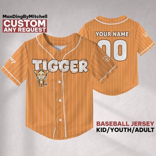 Discover Custom Disney Tigger Cuties Baseball Jersey, Custom Kid Youth Adult Baseball Family Team Jersey, Disneyland Cute Birthday Gift