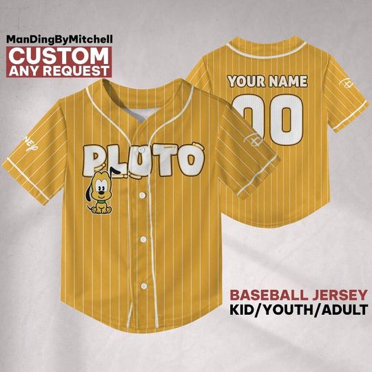 Discover Custom Disney Pluto Cuties Baseball Jersey, Custom Kid Youth Adult Baseball Family Team Jersey, Disneyland Cute Birthday Gift