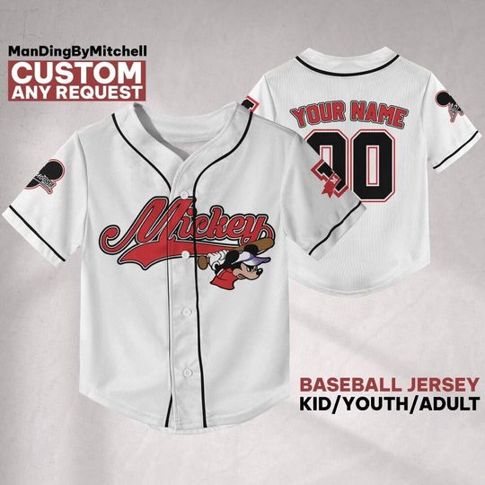 Discover Personalize Disney Mickey Mouse Sport, Custom Disneyland Jersey, Baseball Team, Mickey Mouse Birthday, Gift for Disney Fans