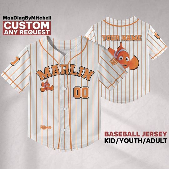 Discover Personalize Finding Nemo Marlin, Disney Finding Nemo Baseball Shirt, Cars Team Jersey, Personalized Disney Outfit