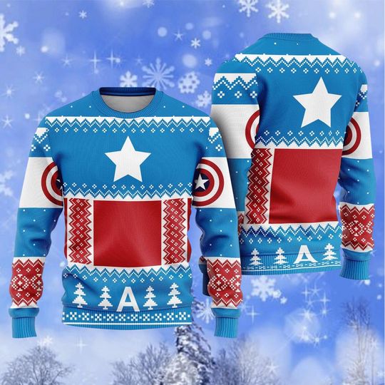 Captain America Ugly Christmas Sweater, Steve Rogers Captain America Christmas Sweater, Superhero Avengers Christmas Sweatshirt