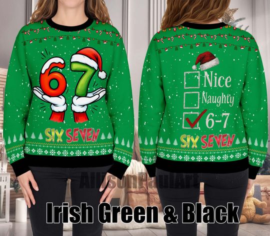 Discover Gen Alpha Ugly Sweater Christmas, Funny 6 7 Christmas costume for kids or parents Ugly Sweater, six seven Tiktok trend, Meme shirt, Sweater