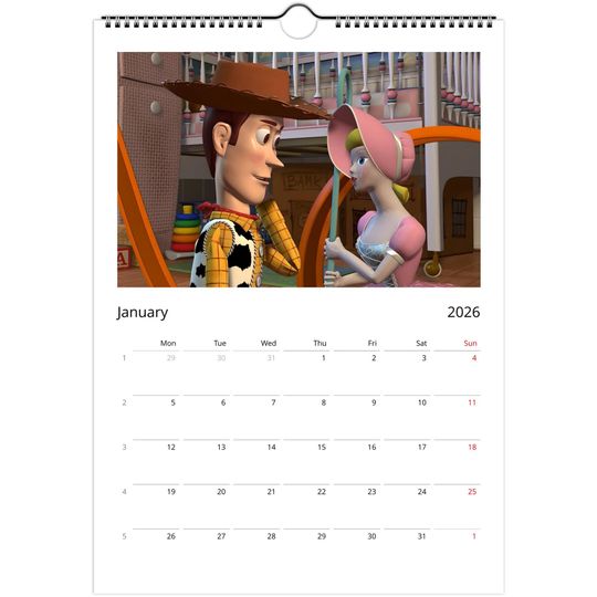 Discover 2026 Toy Story Wall Calendar - Each Month a still image from the Movie