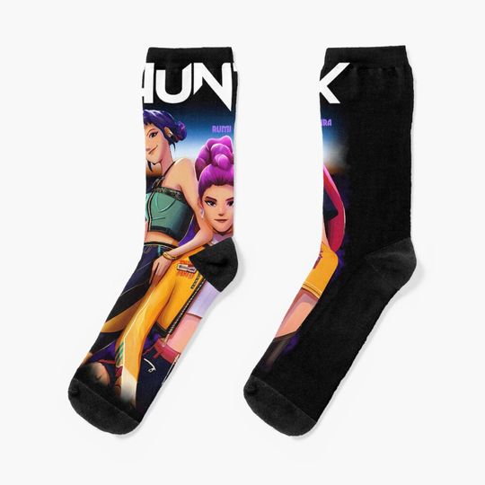 Huntrix Girl Band  Cyberpunk Kpop Girl Socks, Gift For Fan