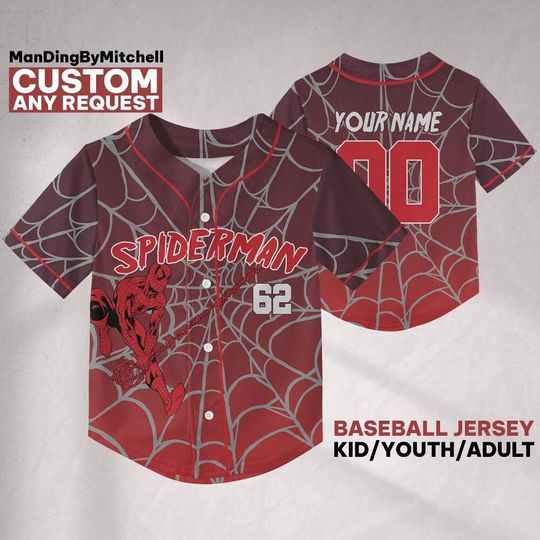 Discover Personalize Marvel Spider-man Swing, Custom Kid Youth Adult Baseball Family Team Jersey, Disneyland Cute Birthday Gift