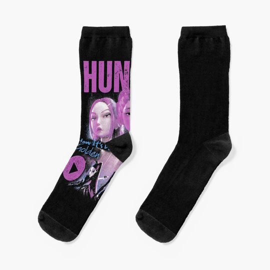 Discover HUNTR/X - HUNTRIX Kpop Demon Hunter Girl Group – Rumi Zoey Jinu KDPh Dark Idol Aesthetic Design Socks