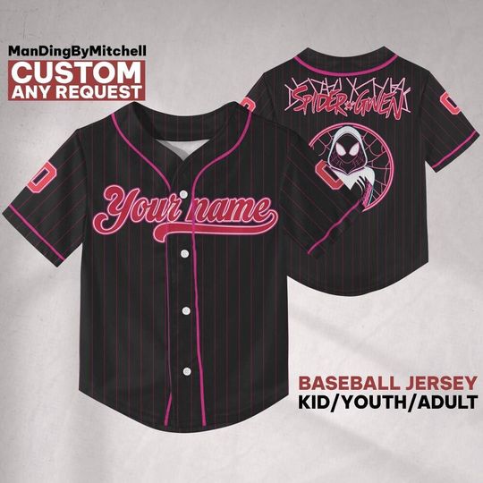 Custom Spider Gwen Stacy Baseball Jersey, Custom Boy Girl, Disneyland Family Matching Jersey
