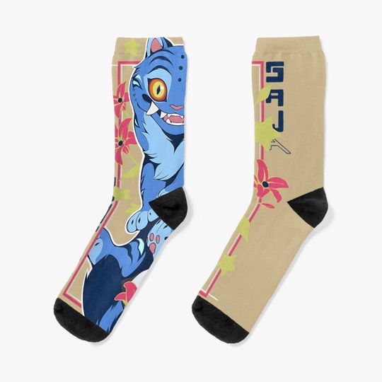Discover Saja Hunter Blue Cat Anime Style Official T-Shirt Socks, Gift For Fan