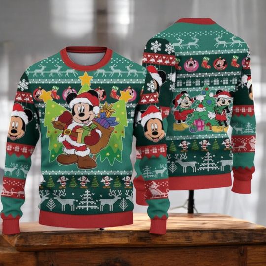 Discover Disney Christmas Mickey Ugly Sweater, Funny Mickey Minnie Holiday Jumper, Xmas Party Outfit