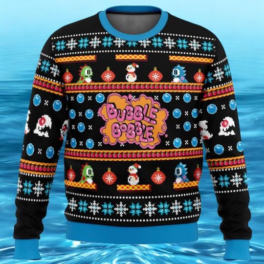 Discover Bubble Bobble Christmas Sweater: Retro Arcade Gamer Holiday Jumper
