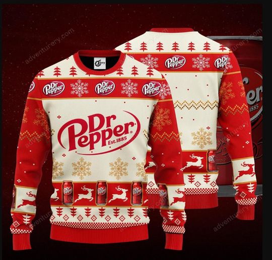 Dr Pepper Ugly Christmas Sweater, Mens Drinking Sweater, Dr Pepper Sweater, Soda Shirt, Holiday Sweater, Xmas Christmas Gift Vacation
