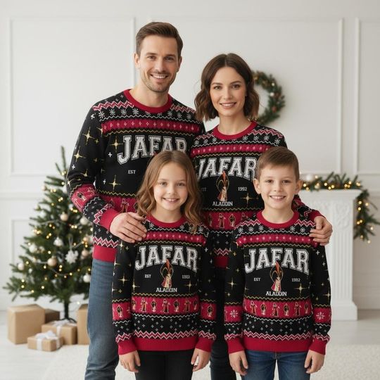 Discover Jafar Ugly Christmas Sweater, Aladdin Xmas Sweater, Disney Villain Ugly Sweater, Cartoon Christmas Gift
