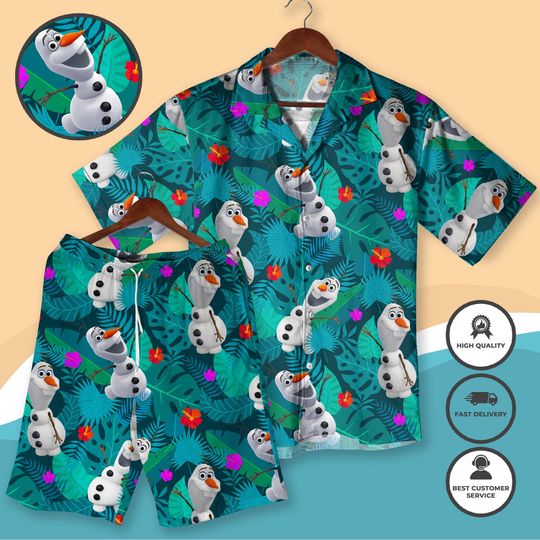 Discover Tropical Snowman Hawaiian Shirt, Funny Christmas Aloha Outfit, Cute Cartoon Beach Holiday Matching Set, Xmas Vacation Shirt for Men & Women