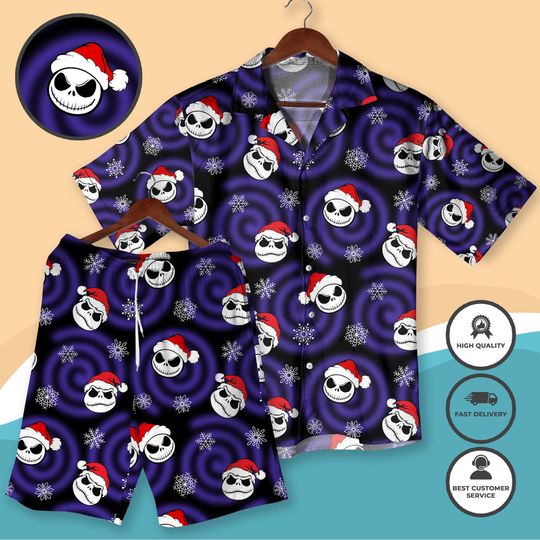 Discover Jack Xmas Shirt, Skellington Christmas Hawaiian Shirt, Nightmare Xmas Shirt, Before Christmas Holiday Outfit, Santa Skull Shirt, Spooky Xmas