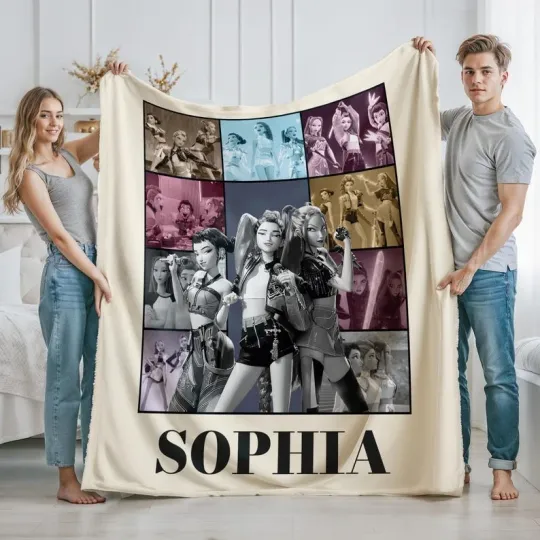 Discover Custom Huntrix Birthday Blanket, Custom Kpop Demon Hunter Plush Blanket,Custom H