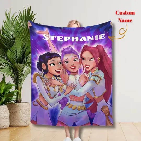 Discover Personalized Kpop Demon Hunters Blanket | Huntrix Custom Fleece Blanket
